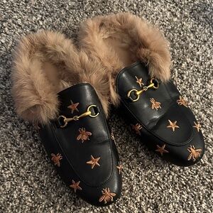 Black and Brown Embroidered Women's Mules